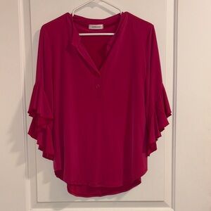 Women’s Magenta Ruffle Blouse